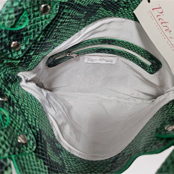 Pietro Alessandro Green Reptile Fold Over Bag - Picture 12 of 13